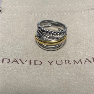 David Yurman ❤️Two-Tone Silver and Gold Band Sz8